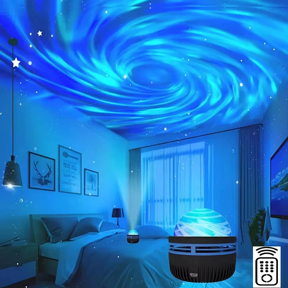 Projetor de estrelas, projetor de galáxias, projetor de ondas do oceano, luz noturna para decoração de quarto com padrões de 7 cores