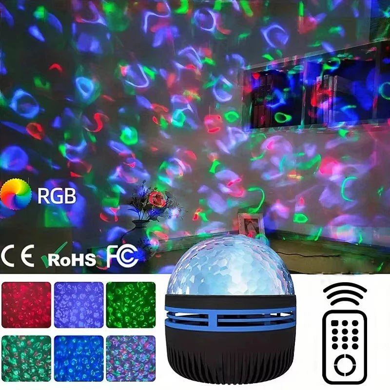 Projetor de estrelas, projetor de galáxias, projetor de ondas do oceano, luz noturna para decoração de quarto com padrões de 7 cores