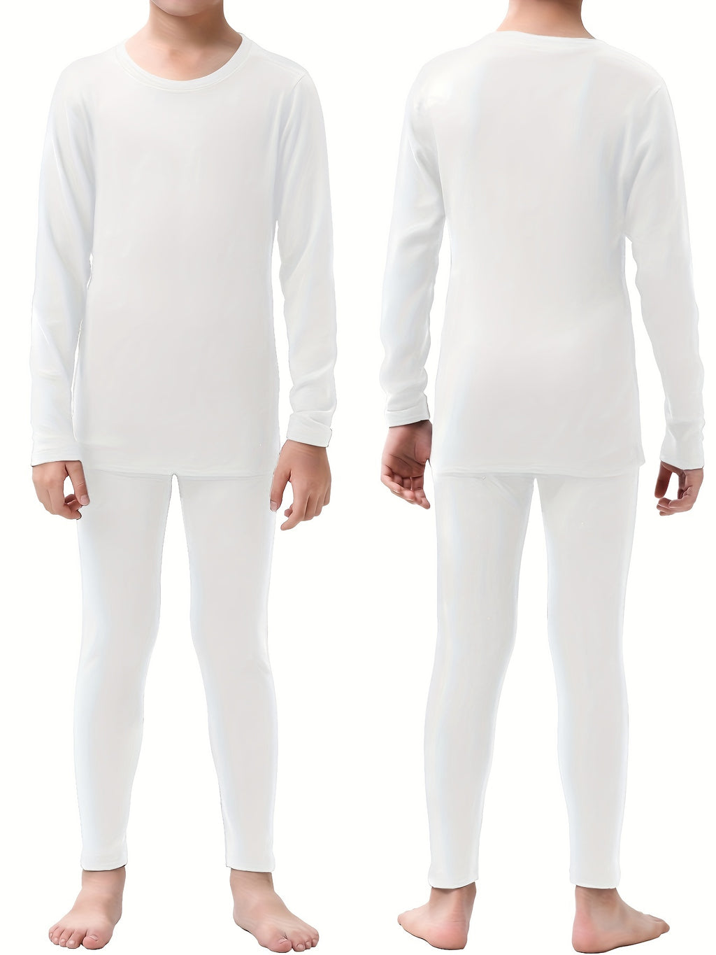 Conjunto de roupa íntima térmica de lã dupla face para crianças
