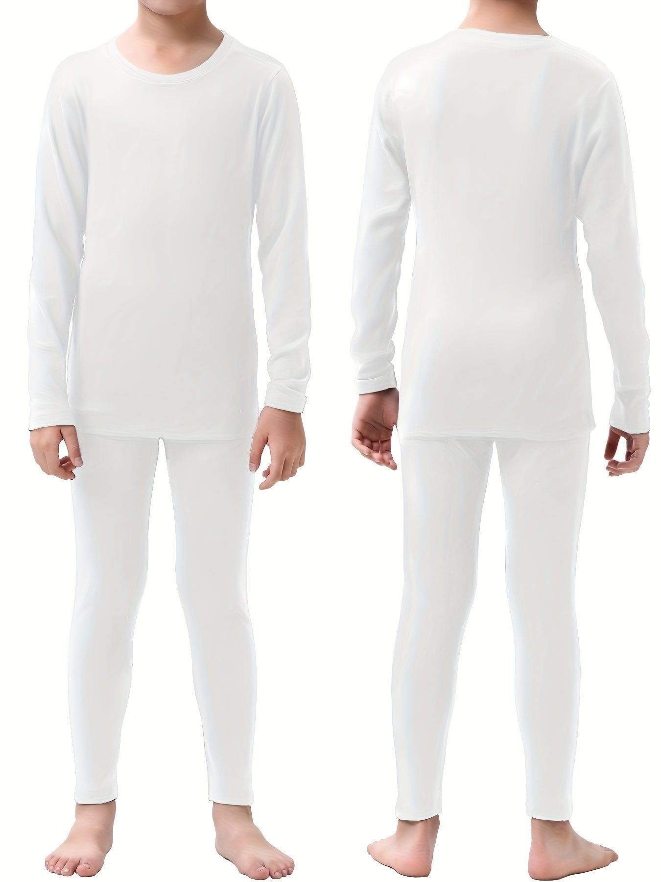 Conjunto de roupa íntima térmica de lã dupla face para crianças