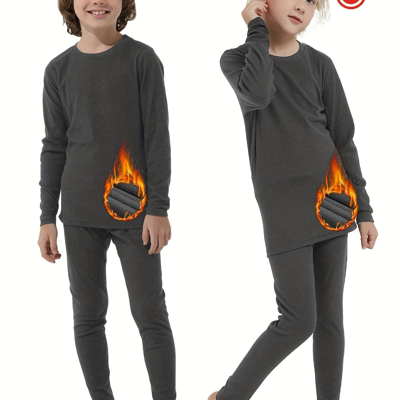 Conjunto de roupa íntima térmica de lã dupla face para crianças