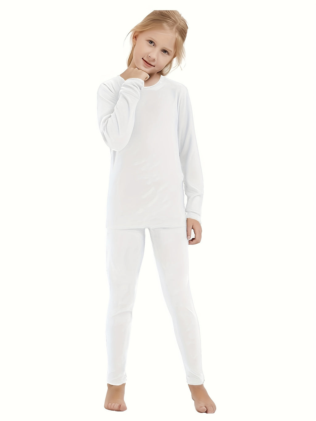 Conjunto de roupa íntima térmica de lã dupla face para crianças