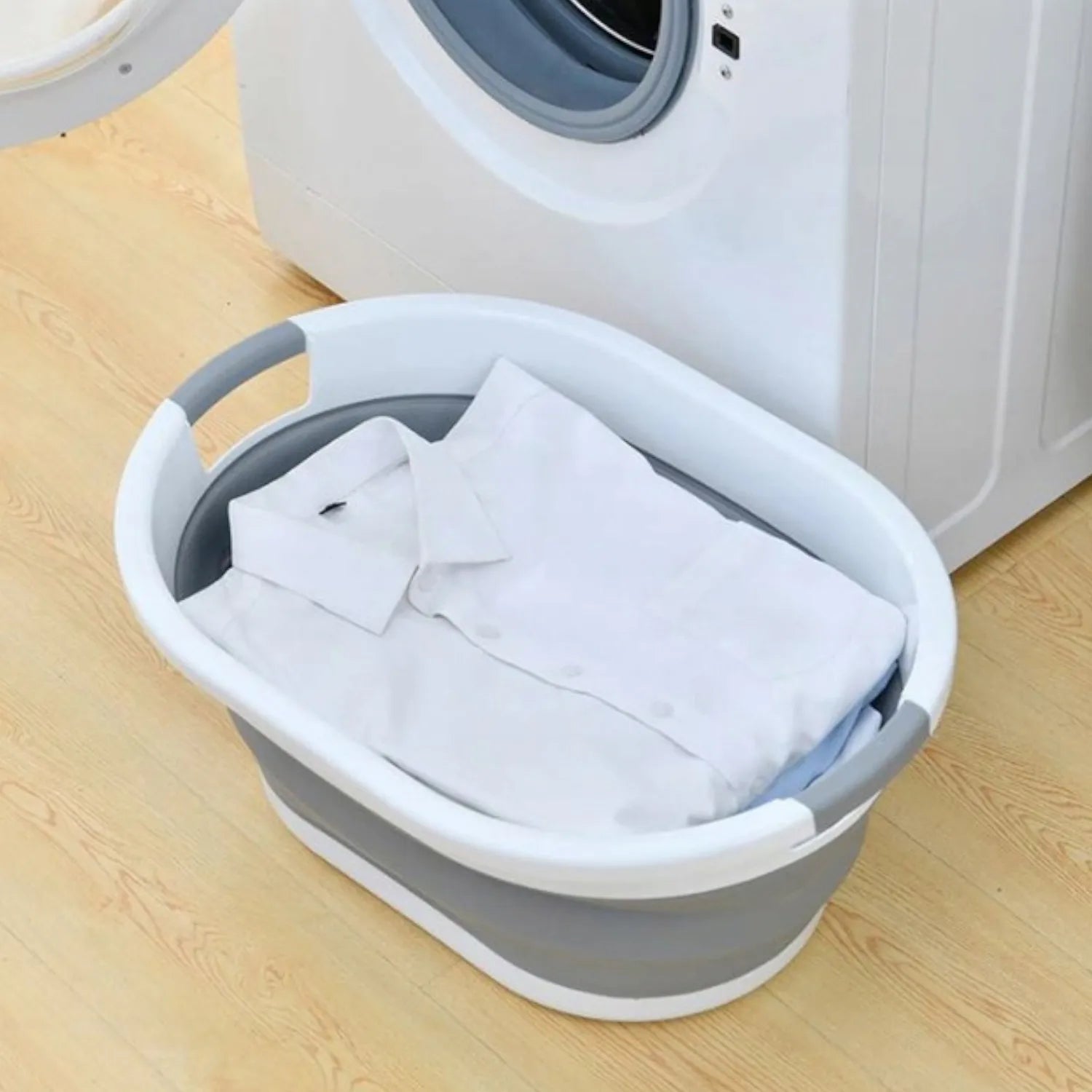 Cesto de roupa suja dobrável de silicone, 24L