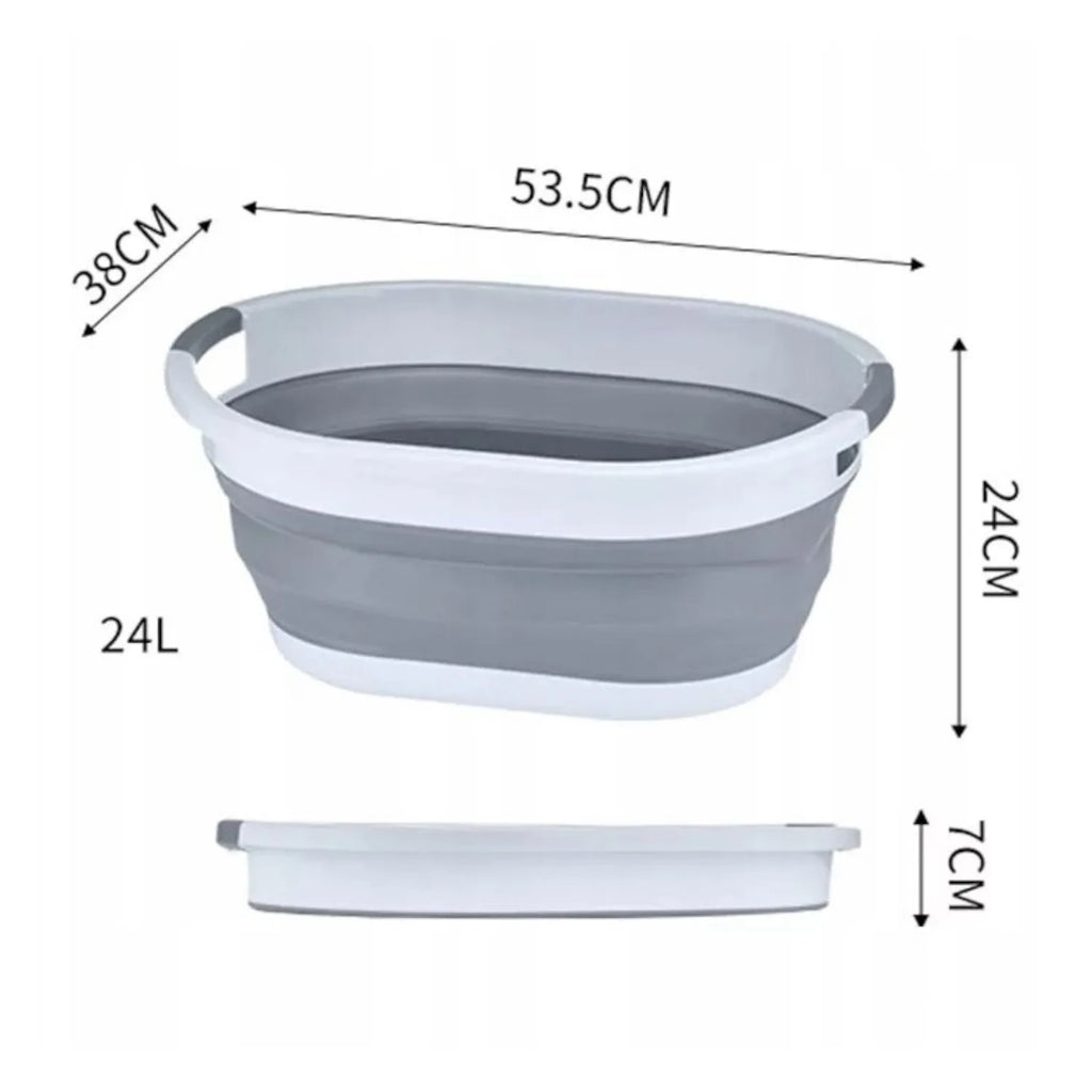 Cesto de roupa suja dobrável de silicone, 24L