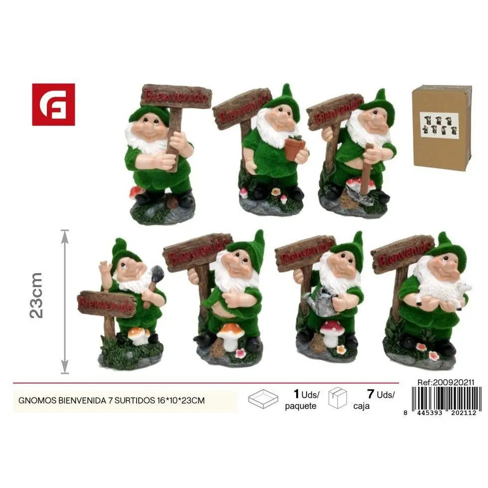 Assorted Welcome Gnomes 16x10x23 cm - Garden Decoration