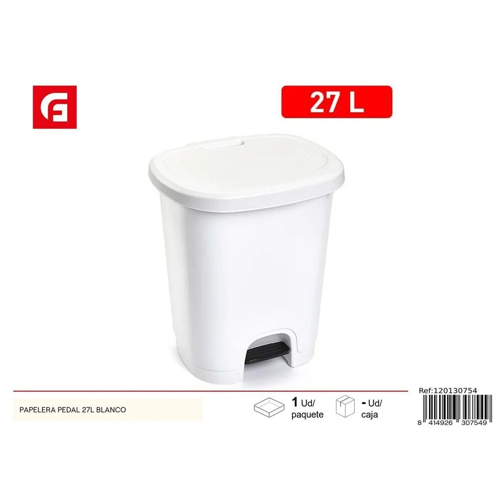 Caixote de Lixo com Pedal 27L branco