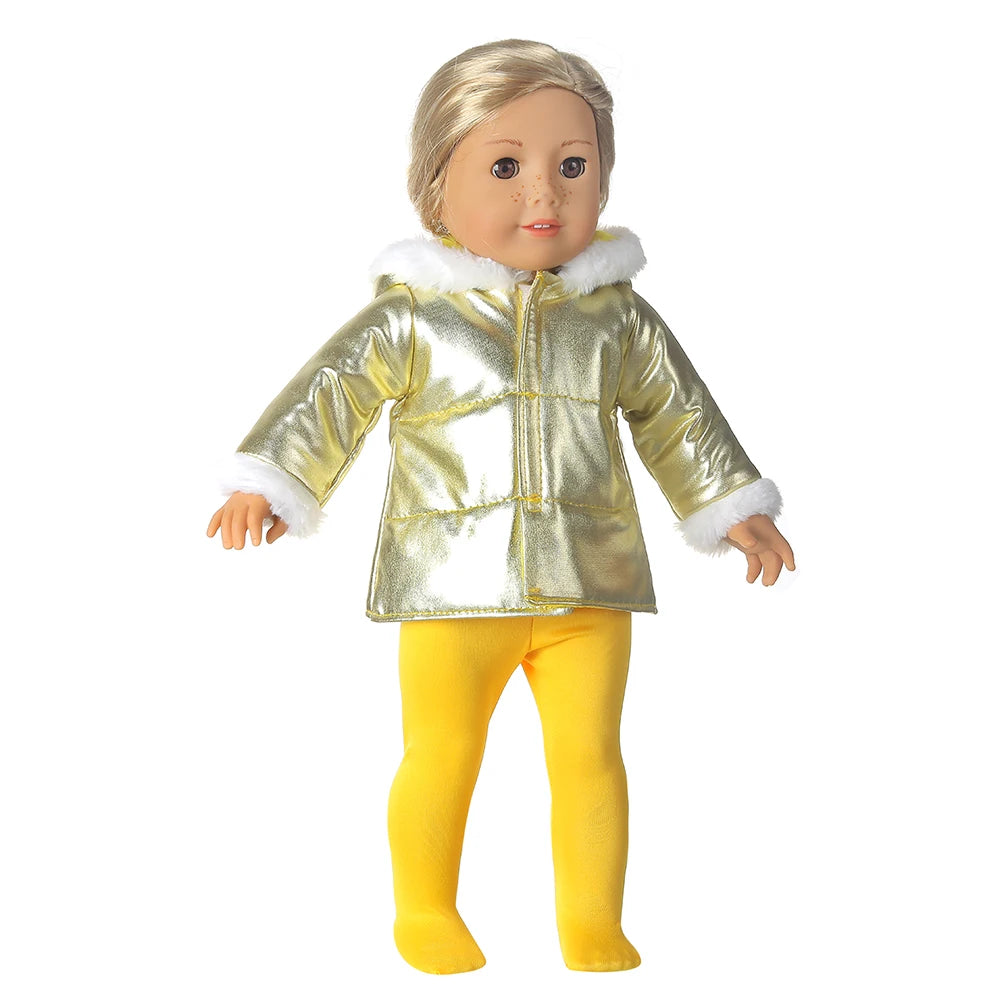 Acessórios fofos para bonecas, 18 polegadas, boneca americana, cobertura para orelhas, desenho amarelo, rosto sorridente, roupas de inverno para boneca recém-nascida de 43 cm