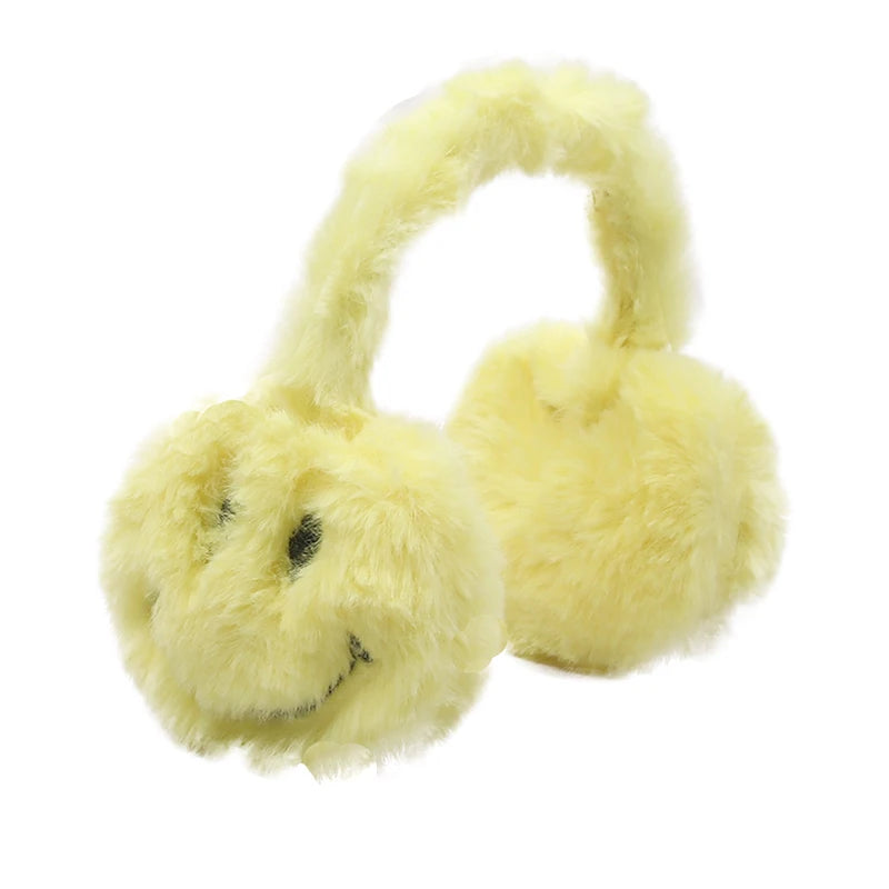 Acessórios fofos para bonecas, 18 polegadas, boneca americana, cobertura para orelhas, desenho amarelo, rosto sorridente, roupas de inverno para boneca recém-nascida de 43 cm