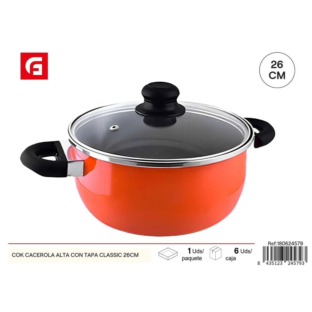 Classic tall saucepan with lid, 26 cm - Summer products