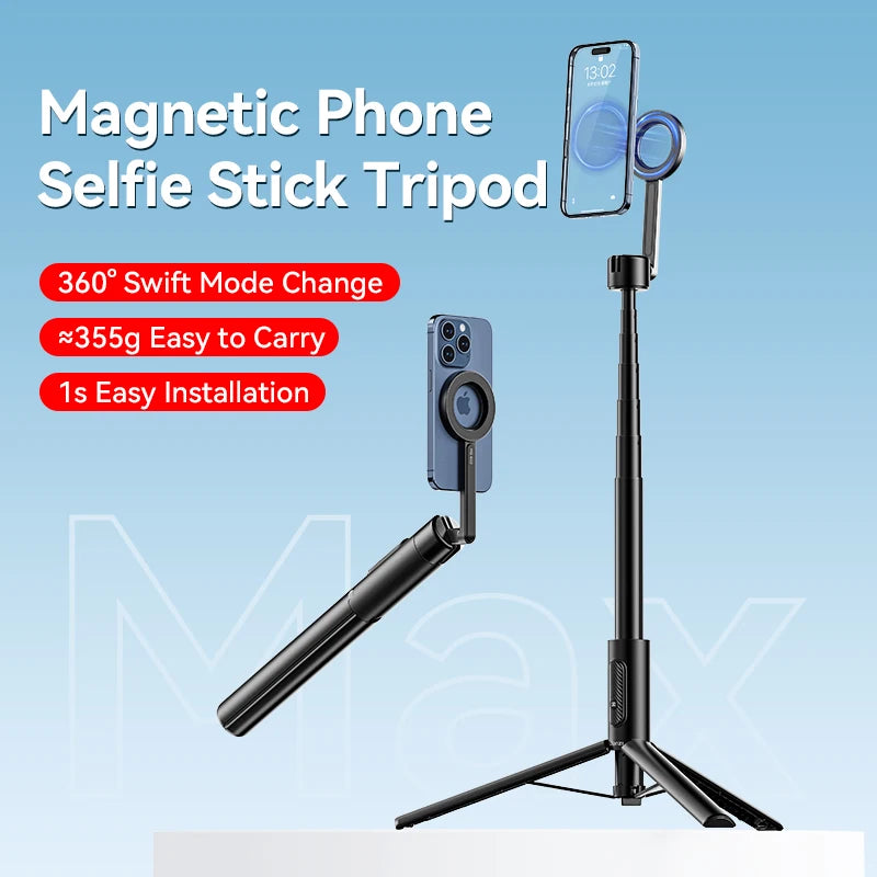 Tripé extensível para selfies com stick magnético para iPhone 16, 15, 14 e 13 para fotografia e vlog/ Ulanzi MG-002 Max 1,64 m / MG-003 Pro 1,36 m