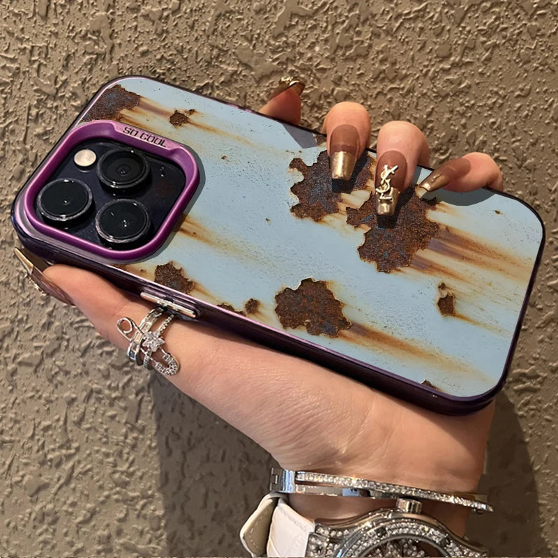 Retro Industrial Style Rusty Phone Case for IPhone 16 15 14 13 12 11 Pro Max Mini X XR XSMAX 8 7 Plus Anti Fall Matte Back Cover
