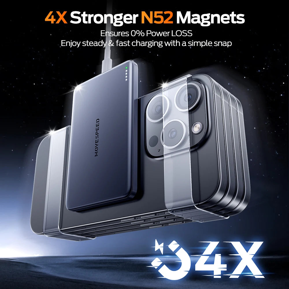 S10 10000mAh PowerBank MOVESPEED Magnético para iPhone 16 Samsung