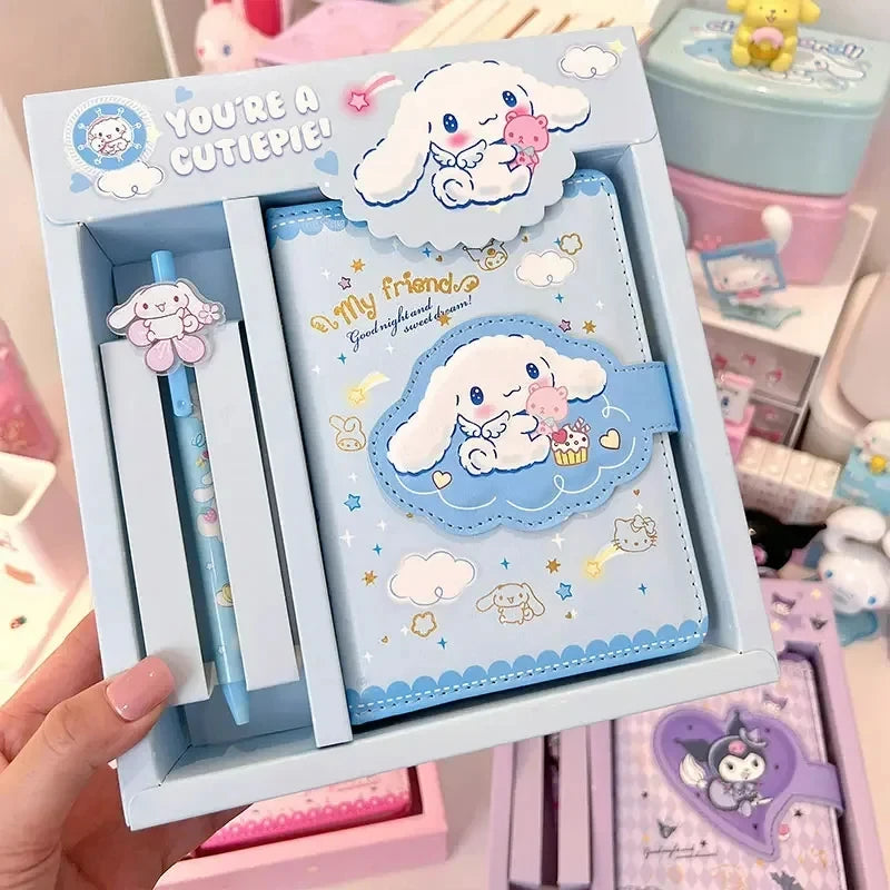 Sanrio Notebook Gel Pen Kuromi Hello Kitty Cinnamoroll Notepad Portable Notebook Stationery Set Office School Supplies Gifts