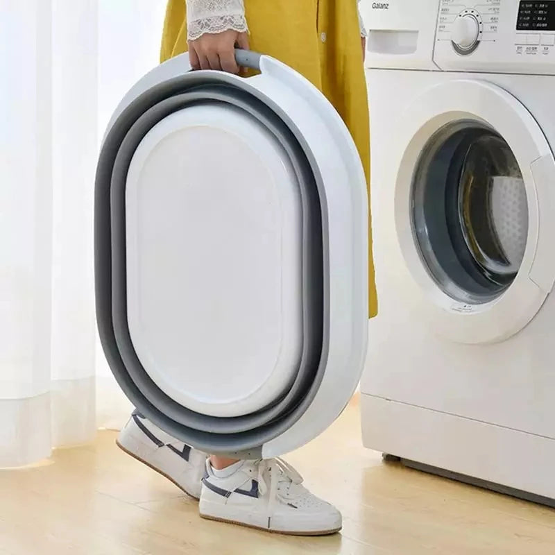 Cesto de roupa suja dobrável de silicone, 24L