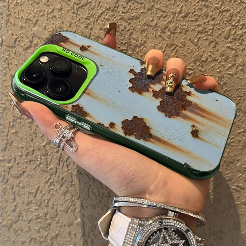 Retro Industrial Style Rusty Phone Case for IPhone 16 15 14 13 12 11 Pro Max Mini X XR XSMAX 8 7 Plus Anti Fall Matte Back Cover