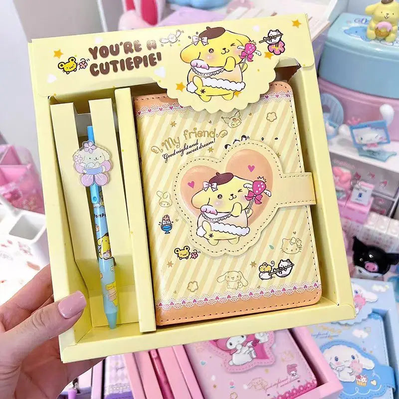 Sanrio Notebook Gel Pen Kuromi Hello Kitty Cinnamoroll Notepad Portable Notebook Stationery Set Office School Supplies Gifts