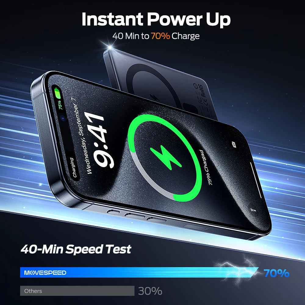 S10 10000mAh PowerBank MOVESPEED Magnético para iPhone 16 Samsung