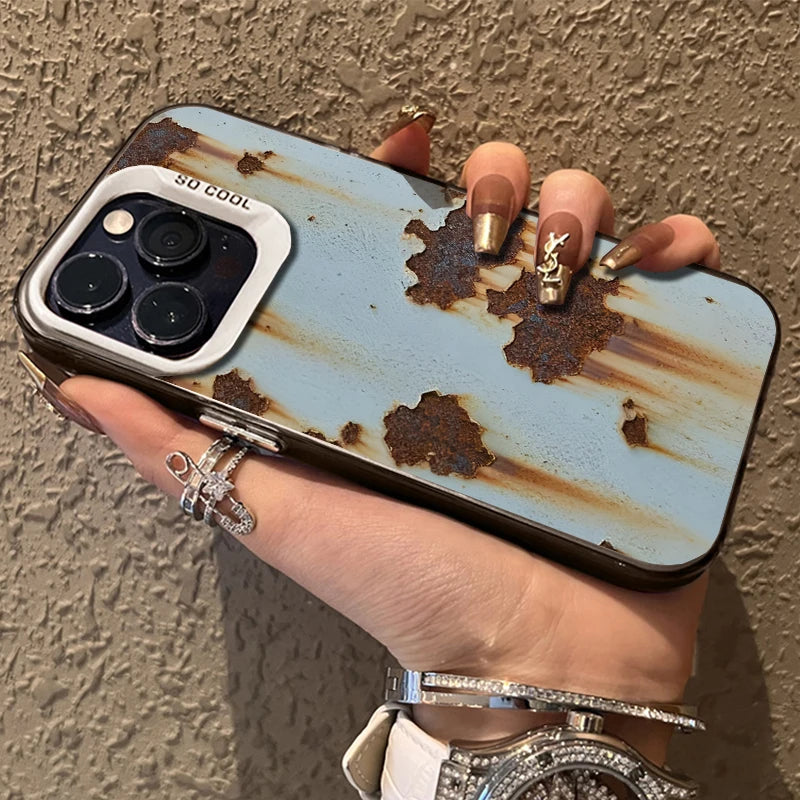 Retro Industrial Style Rusty Phone Case for IPhone 16 15 14 13 12 11 Pro Max Mini X XR XSMAX 8 7 Plus Anti Fall Matte Back Cover