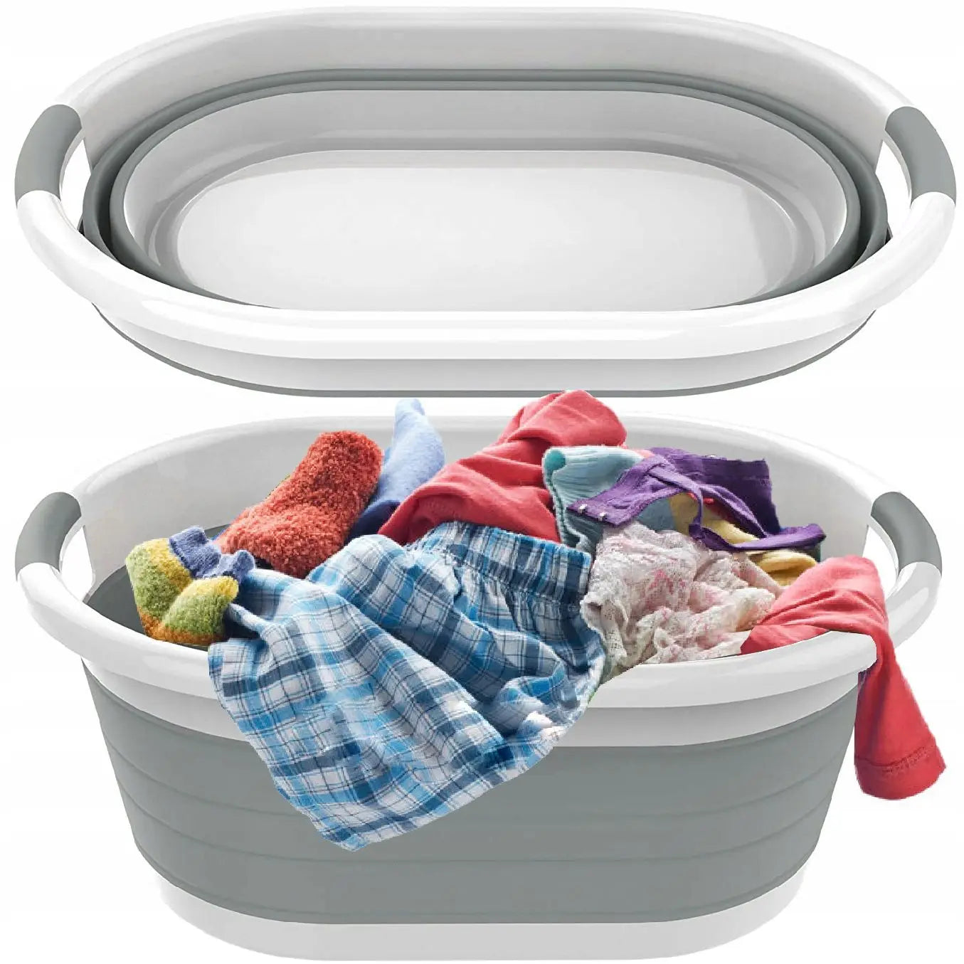 Cesto de roupa suja dobrável de silicone, 24L