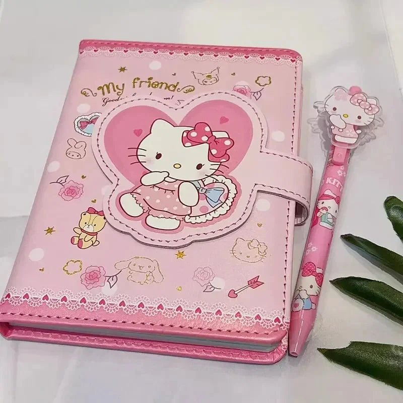 Sanrio Notebook Gel Pen Kuromi Hello Kitty Cinnamoroll Notepad Portable Notebook Stationery Set Office School Supplies Gifts