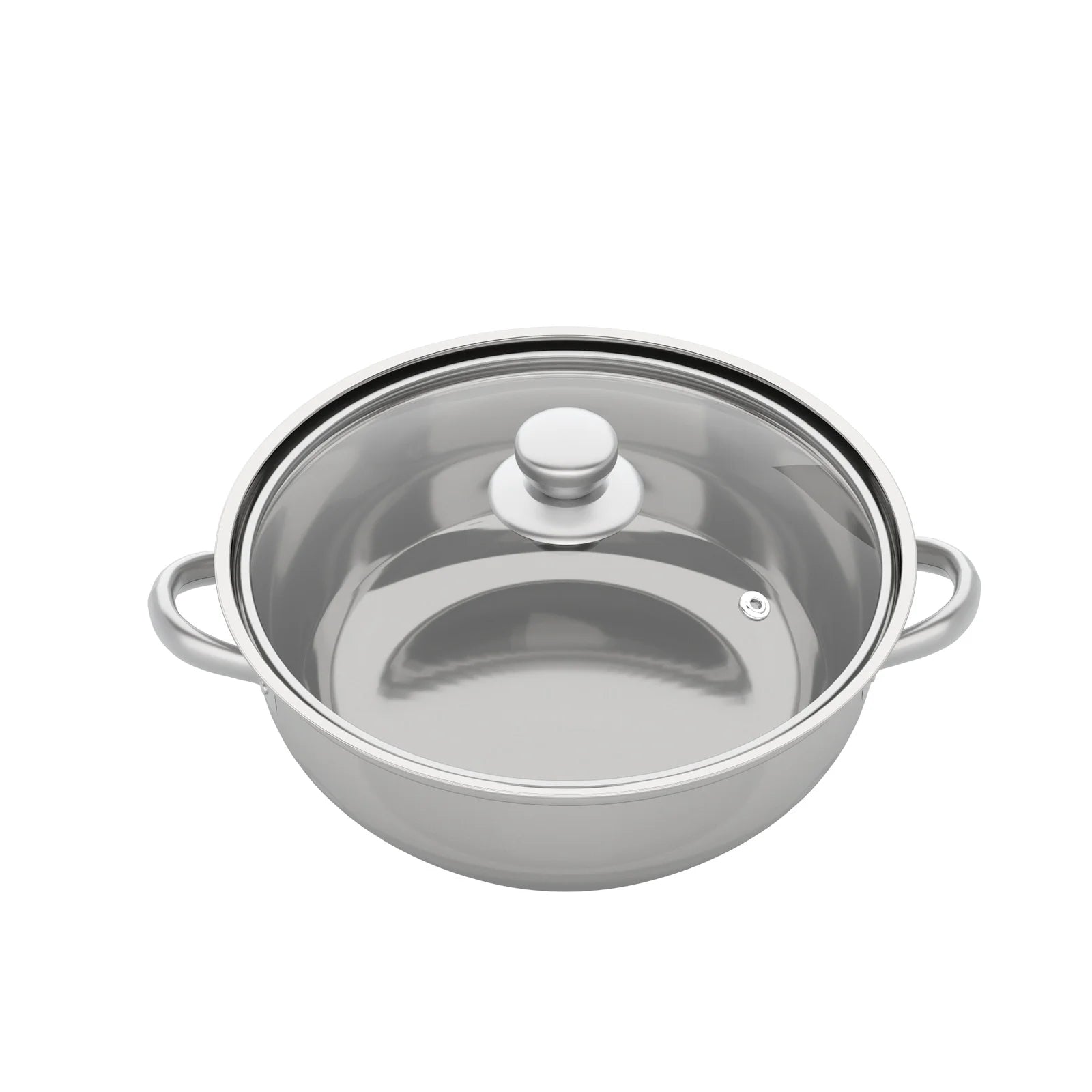Panela a vapor de aço inoxidável de 3 camadas de 28 cm para cozinhar alimentos + tampa de vidro, conjunto de panelas a vapor, panela quente prateada, vaporizador de vegetais