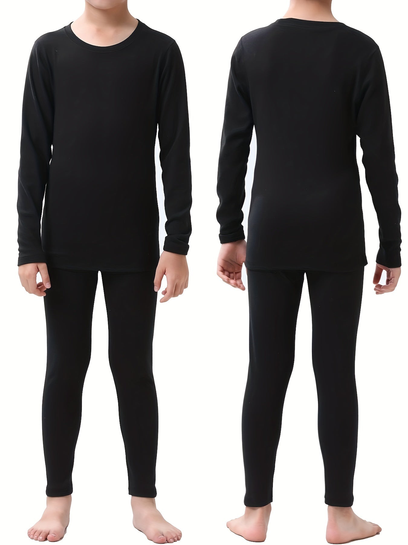 Conjunto de roupa íntima térmica de lã dupla face para crianças