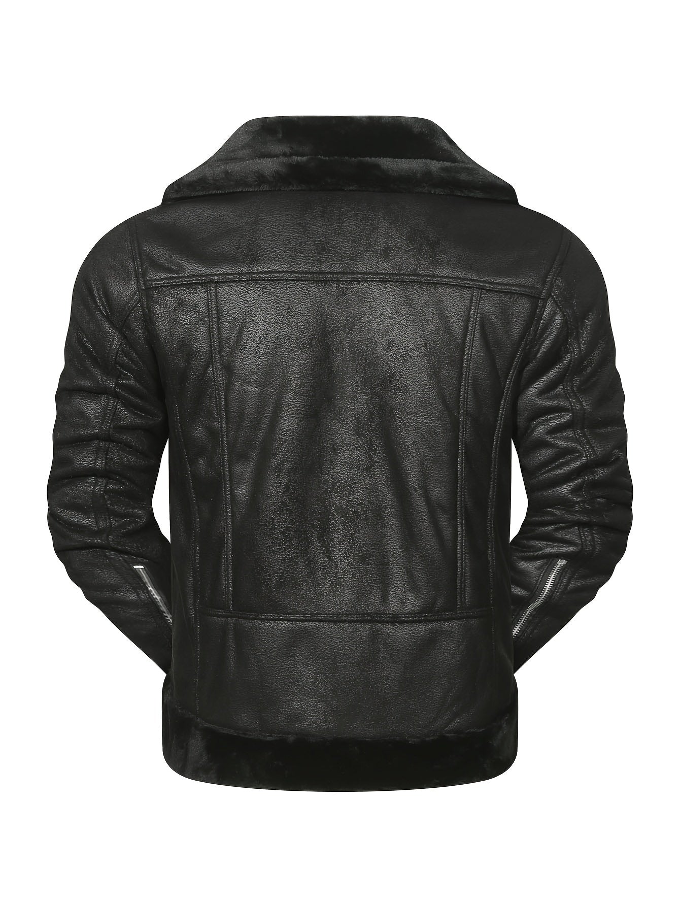 Men's Slim Fit Jacket with Faux Fur Trim - Casual Brown Zip-Up Coat, Long Sleeve, Polyester Blend for Casual Attire